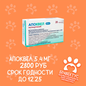 Апоквел 5,4 (20 таб. упаковка) Срок годности до 12.2025 ОГРАНИЧЕННОЕ КОЛИЧЕСТВО